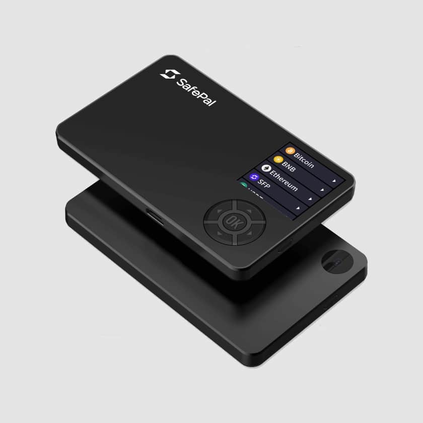 SafePal S1 - A Secure and Compact Hardware Wallet for Ethereum Classic. A close-up of the SafePal S1 hardware wallet, a compact and secure cryptocurrency wallet designed for Ethereum Classic and other digital assets, featuring a sleek black design with a small display screen.